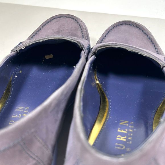 Lauren Ralph Lauren Suede Slip on Loafers Womens 7 Blue - Picture 6 of 9